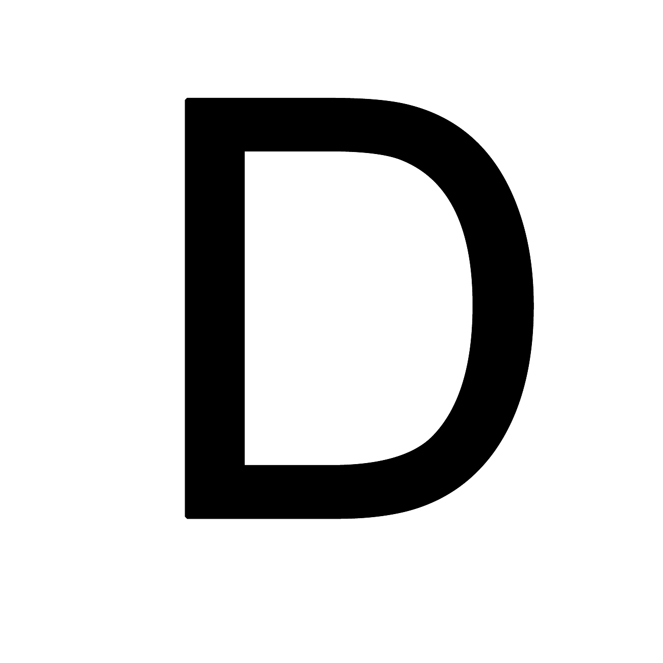 A comically large capital D